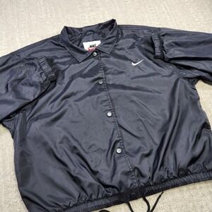 Vintage Nike Track Jacket‎ Women Large Windbreaker White Tag Snap Button Lined